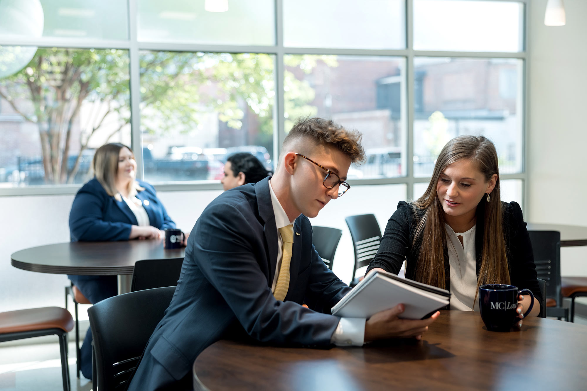 Students reviewing notes
